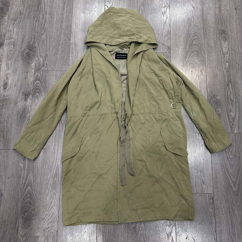 ALLSAINTS Pelya Parka Jacket Light Olive Green Hooded Coat US 8